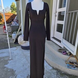 Lulus Black Long Sleeve Open Back Maxi Dress XS NWT